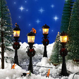 4 Pcs Mini Christmas Lamp Post Decorative Lights DIY Village Pathway