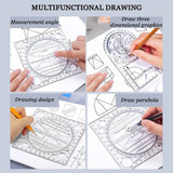 4 Pcs Geometric Ruler Drawing Tools Plastic Set