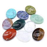 4 Pcs Oval Shape Healing Crystal Stone Pendants Agate Charms