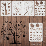 4 Pcs Tree Layered Wall Stencil Templates Reusable PET Decoration Stencil
