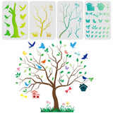 4 Pcs Tree Layered Wall Stencil Templates Reusable PET Decoration Stencil
