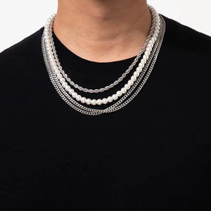 4 Pcs Men's Layered Necklace Set Street Wear
