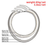 4 Pcs Men's Layered Necklace Set Street Wear