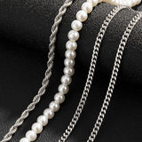 4 Pcs Men's Layered Necklace Set Street Wear