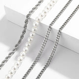 4 Pcs Men's Layered Necklace Set Street Wear
