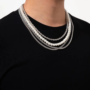4 Pcs Men's Layered Necklace Set Street Wear