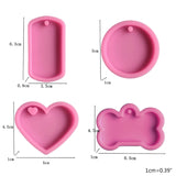 4 Pcs Dog Bones Love Heart Keychain Molds DIY Resin Jewelry Pendants