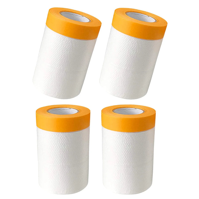 4 Pcs Plastic Dust Sheets 0.55 x 20M -Taped Masking Film Drop Cloths