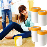 4 Pcs Plastic Dust Sheets 0.55 x 20M -Taped Masking Film Drop Cloths