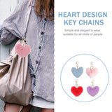4 Pcs Heart Shape Pompons Keychain Ornaments Plush Holder Pendants Ball Chains