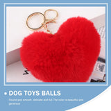 4 Pcs Heart Shape Pompons Keychain Ornaments Plush Holder Pendants Ball Chains