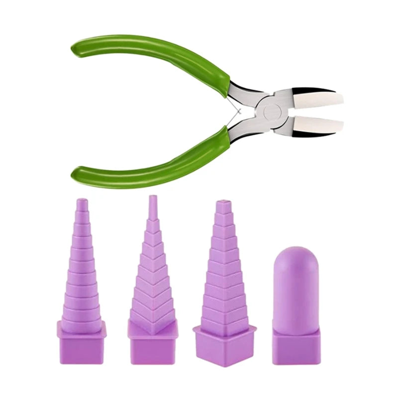 4 Pcs Purple Jewelry Making Mandrels & 1Pc Chain Nose Pliers Set
