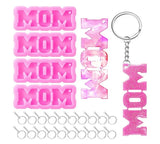 4 Pcs Resin Keychain Molds MOM Shape DIY Gift Jewelry Crafts X4YA