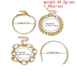 4 Pcs/Set Chunky Chain Bracelet Set Thick Rope Bangle