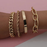 4 Pcs/Set Chunky Chain Bracelet Set Thick Rope Bangle