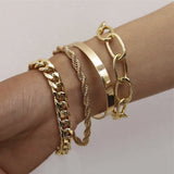 4 Pcs/Set Chunky Chain Bracelet Set Thick Rope Bangle