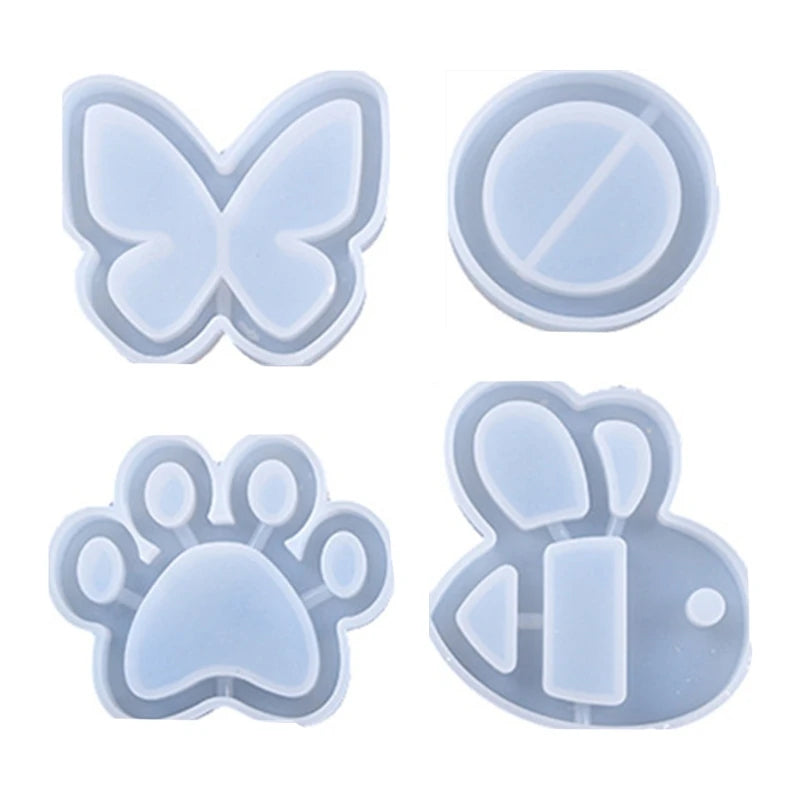 4 Pcs Quicksand Crystal Epoxy Resin Mold Jewelry Pendant Silicone Mould