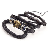 4 Pcs Bronze Lizard Scorpion Charm Leather Bracelet Wrap Bangles