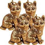 Brass Cat Charms Pendant Keychain Set Retro Animal Decor Craft