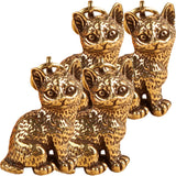 Brass Cat Charms Pendant Keychain Set Retro Animal Decor Craft