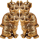 Brass Cat Charms Pendant Keychain Set Retro Animal Decor Craft