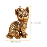 Brass Cat Charms Pendant Keychain Set Retro Animal Decor Craft