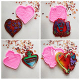 4 Pcs Keychain Silicone Mold Various Patterns with Hole Keyring Pendant Mold