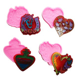 4 Pcs Silicone Mold with Different Patterns for Keychain Keyring Pendant