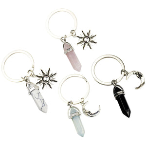 4 Pcs Vintage Keychain Fob with Moon Charm Couple Ring Keychains