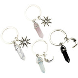 4 Pcs Vintage Keychain Fob with Moon Charm Couple Ring Keychains