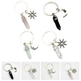 4 Pcs Vintage Keychain Fob with Moon Charm Couple Ring Keychains