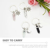 4 Pcs Vintage Keychain Fob with Moon Charm Couple Ring Keychains