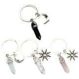 4 Pcs Vintage Keychain Fob with Moon Charm Couple Ring Keychains
