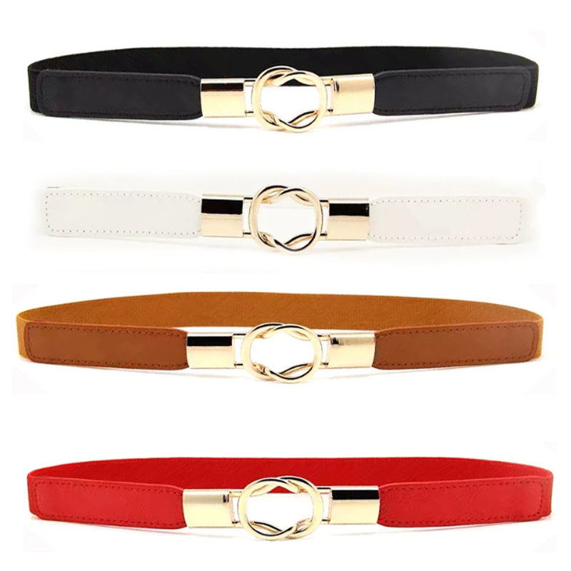 4 Pcs Women's Skinny Belt Elastic Thin Belt Girls Accessories Dress Sweater
