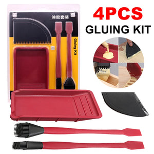 4 Pcs Woodworking Brush Tool Set Soft Silicone Glue Tray Scraper DIY Crafts