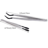 4 Pcs Rubber Tip Tweezers Set 12/15cm Craft Lab Industrial Hobby Pliers Jewelry