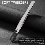 4 Pcs Rubber Tip Tweezers Set 12/15cm Craft Lab Industrial Hobby Pliers Jewelry