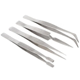4 Pcs Stainless Steel Tweezers Set Beauty Nail Art Jewelry Crafts Tools