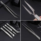 4 Pcs Stainless Steel Tweezers Set Beauty Nail Art Jewelry Crafts Tools