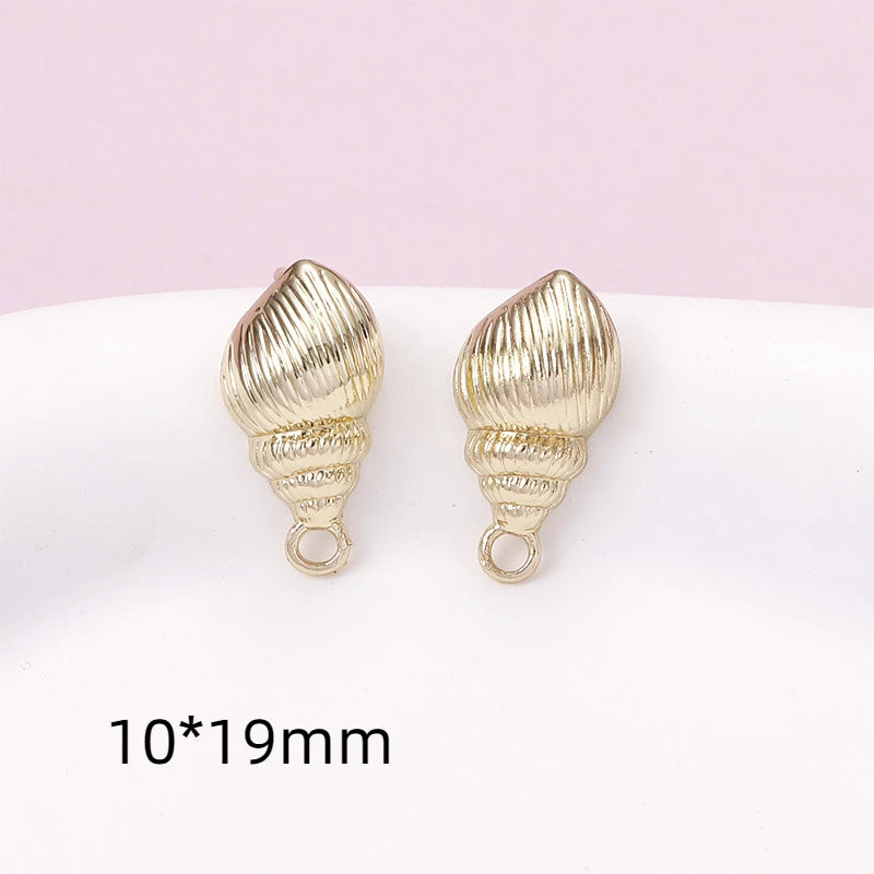 4 Pcs 14k Copper Clad Shell Conch Earrings DIY Materials