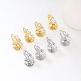 Copper Plated Zircon Clip Earrings with Lifting Lug - DIY Jewelry Accessory