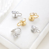 Copper Plated Zircon Clip Earrings with Lifting Lug - DIY Jewelry Accessory