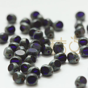 4 Czech Fire Polish Tri-Cut Beads 6mm