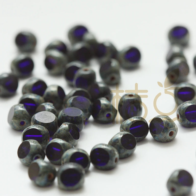 4 Czech Fire Polish Tri-Cut Beads 6mm