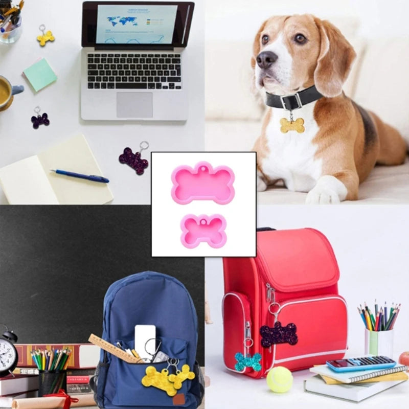 Dog Paw Silicone Moulds with Keyrings Epoxy Resin Mold DIY Crafts Mold