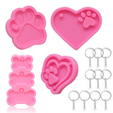 Dog Paw Silicone Moulds with Keyrings Epoxy Resin Mold DIY Crafts Mold