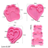 Dog Paw Silicone Moulds with Keyrings Epoxy Resin Mold DIY Crafts Mold