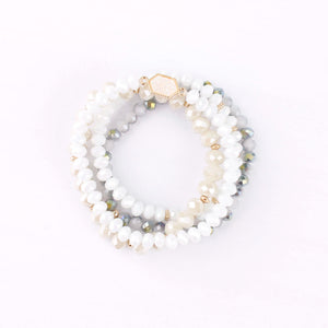 4-Piece Faceted Stone Glass Bead Bracelet Set
