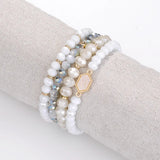 4-Piece Faceted Stone Glass Bead Bracelet Set
