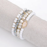 4-Piece Faceted Stone Glass Bead Bracelet Set